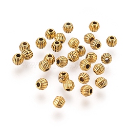 Tibetan Style Alloy Spacer Beads, Lead Free & Cadmium Free, Bicone, Antique Golden Color, Size: about 4mm long, 4.5mm wide, hole: 1mm.(X-GLF0300Y)