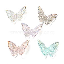 Transparent Acrylic Beads, Imitation Shell Effect, Butterfly, Mixed Color, 29x38x7mm, Hole: 1.8mm(MACR-K353-35)
