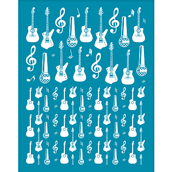 Silk Screen Printing Stencil, for Painting on Wood, DIY Decoration T-Shirt Fabric, Musical Instruments Pattern, 100x127mm