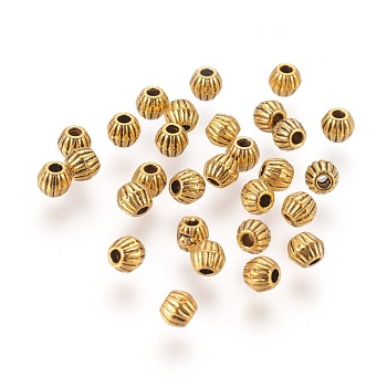 Tibetan Style Alloy Spacer Beads, Lead Free & Cadmium Free, Bicone, Antique Golden Color, Size: about 4mm long, 4.5mm wide, hole: 1mm.