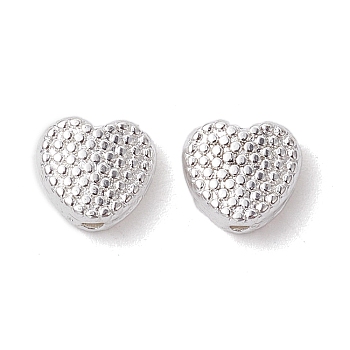 Alloy Spacer Beads, Long-Lasting Plated, Heart, Silver, 7x7.5x3mm, Hole: 1.2mm