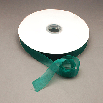 Nylon Organza Ribbon, Teal, 3/4 inch(19~20mm), 200yards/roll(182.88m/roll)