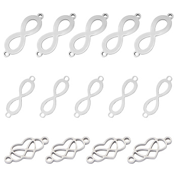 Stainless Steel Links, Infinity, Stainless Steel Color, 18pcs/box