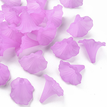 Transparent Acrylic Beads, Calla Lily, Frosted, Medium Purple, 40.5x33x35mm, Hole: 1.8mm