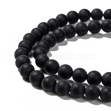 Natural Black Agate Bead Strands(G-H056-6mm)-3