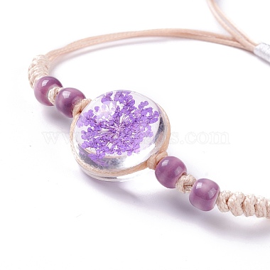 Handmade Dry Pressed Flower Link Bracelet for Girl Women(BJEW-C004-01J)-2