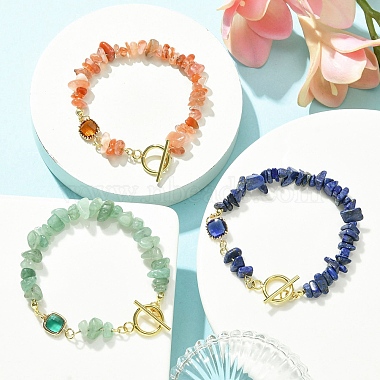 3 pcs 3 style naturel mélangé pierres précieuses puces bracelets de perles ensemble pour les femmes(BJEW-TA00366)-5