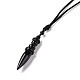 Gemstone Bullet Pendant Necklace with Nylon Cord for Women(G-A210-06)-4
