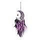 Natural Amethyst Chips Beaded Moon with Feather Pendant Decorations(HJEW-M004-05)-1