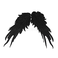 Angel Wing Polyester Embroidery Lace Appliques, Ornament Accessories for Cheongsam, Dress, Black, 415x165x4mm(DIY-WH0034-41A)