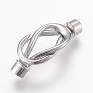 304 Stainless Steel Magnetic Clasps with Glue-in Ends, Smooth Surface, Stainless Steel Color, 44x18.5x8.5mm, Hole: 6mm(STAS-L189-097P)