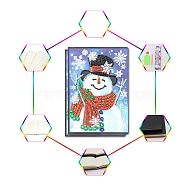 DIY Christmas Theme Diamond Painting Notebook Kits, including PU Leather Book, Resin Rhinestones, Pen, Tray Plate and Glue Clay, Snowman, 210x150mm(XMAS-PW0001-108F)