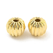 Glass Beads, Corrugated Round, Real 18K Gold Plated, 5mm, Hole: 1.4mm(KK-P258-09G)