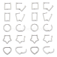 304 Stainless Steel Huggie Hoop Earrings, Heart/Star/Square/Ring/Rectangle, Stainless Steel Color, 5pairs/box(EJEW-UN0001-36P)