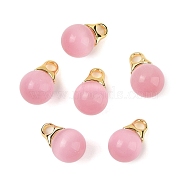 Cat Eye Pendants, with Real 18K Gold Plated Brass Findings, Teardrop, Pearl Pink, 16x10mm, Hole: 3mm(G-C148-02B-01)