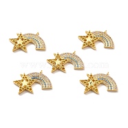 Rack Plating Brass Micro Pave Colorful Cubic Zirconia Pendants, Cadmium Free & Lead Free & Nickle Free, Rainbow and Star, Real 18K Gold Plated, 14.5x24x3mm, Hole: 1mm(KK-M230-01G)