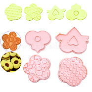 Food Grade Plastic Molds, Fondant Molds Set, Bakeware Tools, For DIY Cake Decoration, Candy Mold, Heart & Flower, Pink, 61~74x68.5~89x10mm, Inner Diameter: 52~66x61~80mm, 4pcs/set(DIY-D047-01)