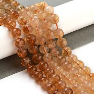 Round Natural Citrine Beads Strands, 8mm, Hole:1mm, about 46pcs/strand, 15 inch(G-K068-12A-8mm)