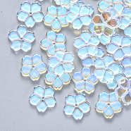 Transparent Glass Beads, AB Color Plated, Flower, Clear AB, 11.5x12x2.5mm, Hole: 1mm(GLAA-S190-006C-01)