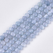 Natural Aquamarine Beads Strands, Faceted, Flat Round, 6~6.5x3.5mm, Hole: 0.8mm, about 59~60pcs/strand, 14.9 inch~15.1 inch(X-G-S354-27)