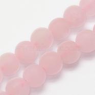 Natural Rose Quartz Beads Strands, Frosted, Round, 10mm, Hole: 1mm, about 38pcs/strand, 15.3 inch(39cm)(G-K194-10mm-06)