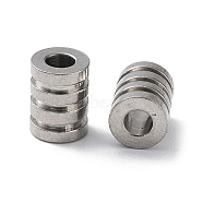 303 Stainless Steel Beads, Grooved Column, Stainless Steel Color, 8x6mm, Hole: 3mm(STAS-Q302-26A-P)