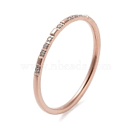 Ion Plating(IP) 304 Stainless Steel Micro Pave Clear Cubic Zirconia Finger Rings, Plain Band Rings for Women, Rose Gold, US Size 7(17.3mm)(RJEW-B068-01C-RG)