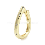 Brass Micro Pave Clear Cubic Zirconia Spring Gate Rings, Long-Lasting Plated, Lead Free & Cadmium Free, Teardrop, Real 18K Gold Plated, 25.5x16.5x3mm, Inner Diameter: 19.5x11mm(KK-M293-52G)