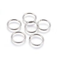 Tarnish Resistant 304 Stainless Steel Open Jump Rings, Stainless Steel Color, 16x1.5mm, Inner Diameter: 13mm, 500pcs/bag(STAS-P212-25P-21)