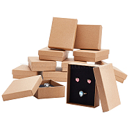 Kraft Paper Cardboard Jewelry Set Boxes, Ring & Earring & Necklace Box, Rectangle, BurlyWood, 9x7x2.7cm(OBOX-BC0001-02)