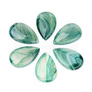 Natural Crackle Agate Pendants, Dyed, teardrop, Sea Green, 40~44.5x27.5~30x5~6.5mm, Hole: 2mm(G-S205-02A)