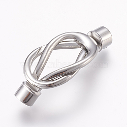 Tarnish Resistant 304 Stainless Steel Magnetic Clasps with Glue-in Ends, Smooth Surface, Stainless Steel Color, 44x18.5x8.5mm, Hole: 6mm(STAS-L189-097P)