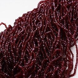 Half Rainbow Plated Faceted Rondelle Glass Bead Strands, Frosted, Dark Red, 2.8~3x2mm, Hole: 0.8mm, about 200pcs/strand, 15.1 inch(X-EGLA-L007-A15-2mm)