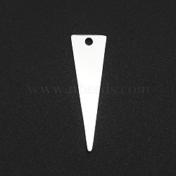 Non-Tarnish 201 Stainless Steel Pendants, Laser Cut, Triangle, Stainless Steel Color, 25x7x1mm, Hole: 1.6mm(A-STAS-N090-LA052)