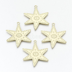 Rack Plating Alloy Pendants, Cadmium Free & Nickel Free & Lead Free, Starfish Shape, Light Gold, 34.5x32x1.5mm, Hole: 2mm(PALLOY-T077-34-NR)