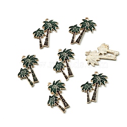 Alloy Enamel Pendants, Light Gold, Coconut Tree, Dark Green, 26.5x22x1.8mm, Hole: 1.2mm(ENAM-CJC0012-023)