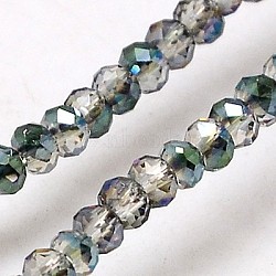 Electroplate Glass Beads Strands, Half Rainbow Plated, Faceted, Rondelle, Light Grey, 2.5x2mm, Hole: 1mm, about 160~165pcs/strand, 15.35 inch~15.75 inch(39~40cm)(X-EGLA-J025-H12)