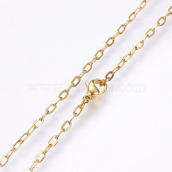 304 Stainless Steel Cable Chains Necklaces, with Lobster Claw Clasps, Golden, 19.69 inch(50cm), 2x0.5mm, link: 4x2x0.5mm(MAK-L015-36B)
