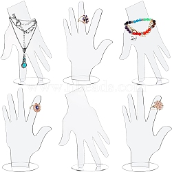 Hand Shaped Acrylic Bracelet Display Stands, Jewelry Display Holder for Bracelets, Rings, Clear, 10x13x22cm(PW-WG93515-01)