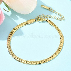 304 Stainless Steel Snake Chain Bracelets for Women, Real 18K Gold Plated, 6-3/4x1/8 inch(17.2x0.4cm)(BJEW-U019-04G-07)