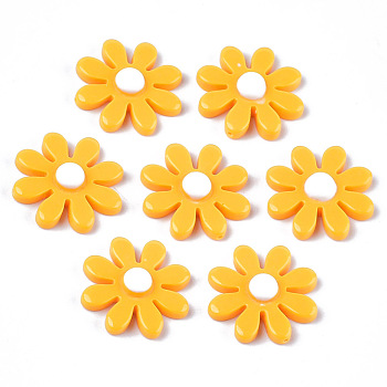 Resin Beads, for Pendant Making, Half Drilled, Flower, Gold, 40.5x40.5x8.5mm, Half Hole: 1.2mm