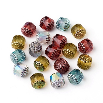 Electroplated Czech Glass Beads, Retro Style, Faceted, Oval, Mixed Color, 10.5x10mm, Hole: 1mm
