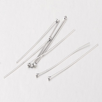 925 Sterling Silver Ball Head Pins, Platinum, 31.7x0.5mm, head: 1.5mm, about 111pcs/10g