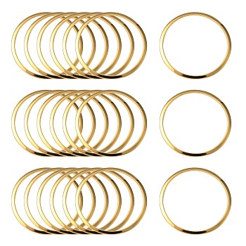 201 Stainless Steel Linking Rings, Ring, Real 24K Gold Plated, 20x0.5mm, Inner Diameter: 17.5~18mm