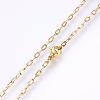 304 Stainless Steel Cable Chains Necklaces, with Lobster Claw Clasps, Golden, 19.69 inch(50cm), 2x0.5mm, link: 4x2x0.5mm