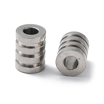 303 Stainless Steel Beads, Grooved Column, Stainless Steel Color, 8x6mm, Hole: 3mm