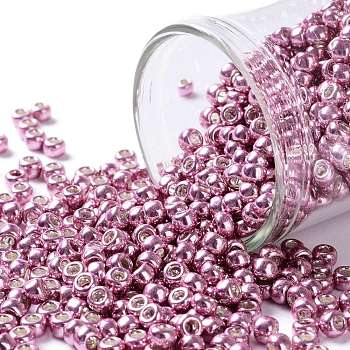 TOHO Round Seed Beads, Japanese Seed Beads, (553) Galvanized Pink, 8/0, 3mm, Hole: 1mm, about 222pcs/10g
