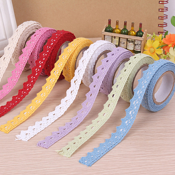 Lace Fabric Cord, with Double Side Adhesive Tape on the Other Side, Mixed Color, 18mm, about 2m/roll, 1roll/box