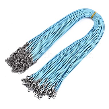 1.5mm Sky Blue Waxed Cotton Cord Necklaces