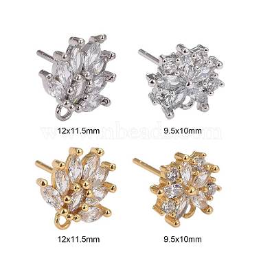 4 Pairs 2 Style Brass Mirco Pave Clear Cubic Zirconia Stud Earring Findings(EJEW-ZZ0001-01)-2